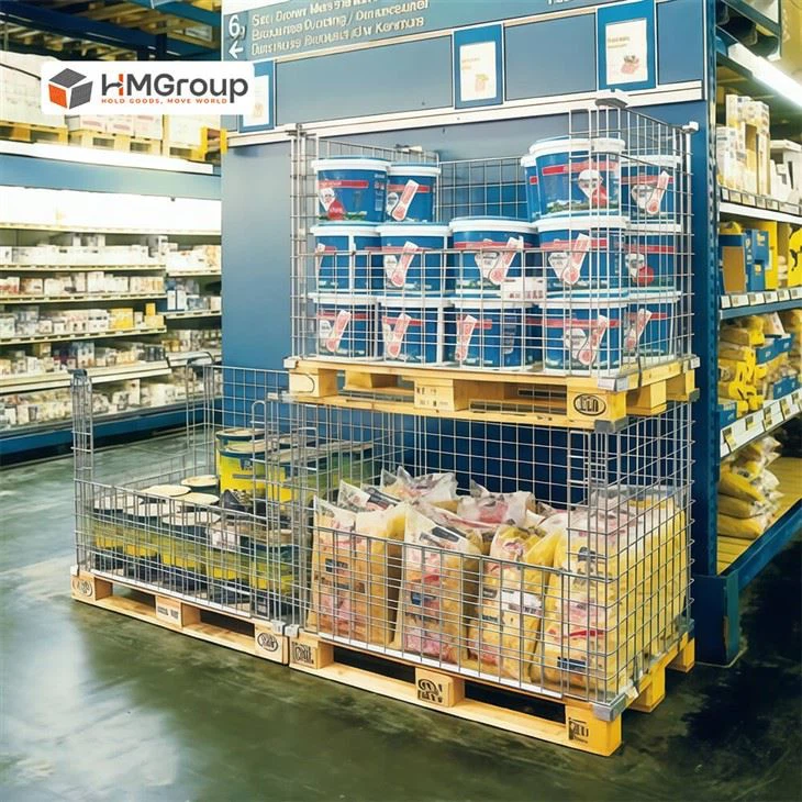 Wire pallet collar are used for supermarket shelves